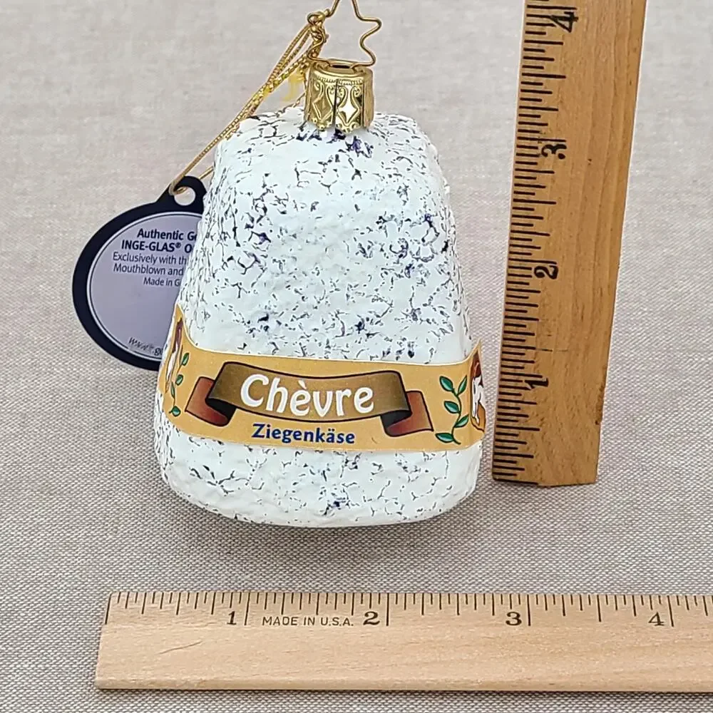 Inge Glas French Chevre Goat Cheese German Glass Christmas Ornament New in Box